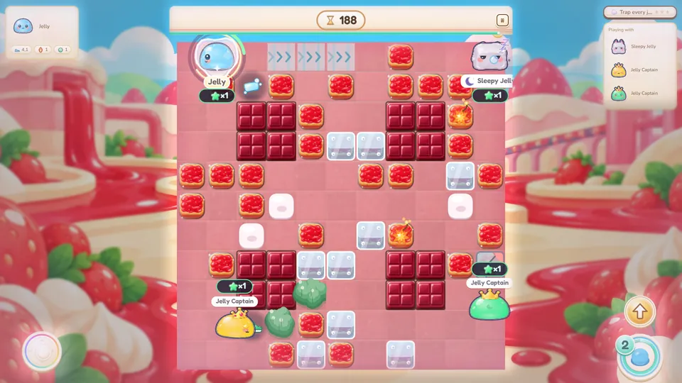 Pop! Jelly PangPang on a PC screen: a strawberry jam stage