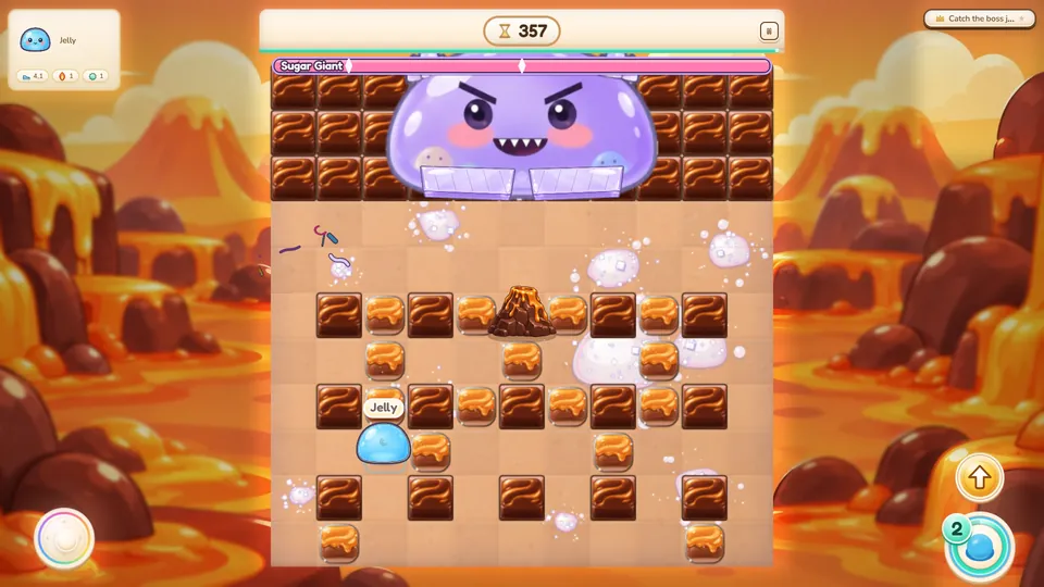 On PC too: the boss stage in the chocolate lava world