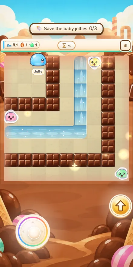 A chocolate wafer maze with a waterfall where you save the baby jellies